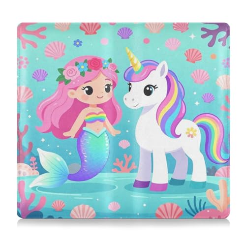 GuoChe Pu Leather Registration and Insurance Card Holder Men Women Document Wallet for any Car, Truck, Motorcycle, Trailer or Boat Mermaid Girl Fantasy Creature Party Rainbow Pony Floral Magical - color: 26