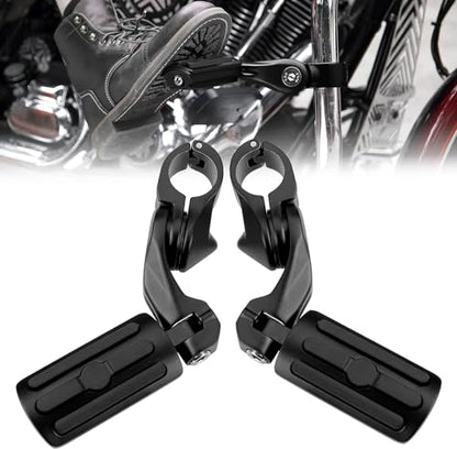 KEMIMOTO Motorcycle Black Highway Pegs, Adjustable Foot Peg Compatible with Touring Road Glide Street Electra Glide Road King with 1.25 Engine Guard