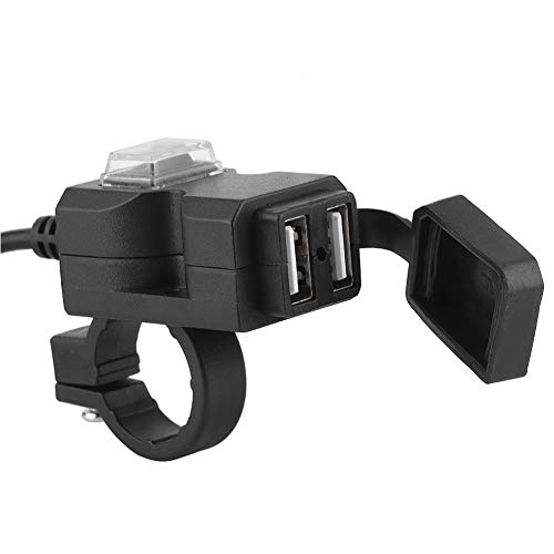 Motorbike Phone Mount, USB Port for Motorcycles, 12V Dual USB Port Motorcycle Charger Handlebar Charger 5V 1A / 2.1A Adapter Phone Power Outlet