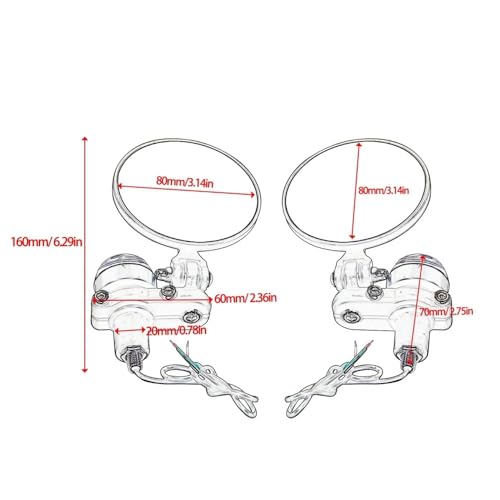 1 Pair Motorcycle Rearview Mirrors Foldable Round 7/8" Bar End Side Mirrors With LED Turn Signals For Bike mirror + light