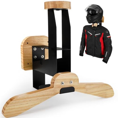 Motorcycle Helmet Holder, Tactical Gear Rack Wall Mount, Solid Wood Body Armor Stand, Plate Carrier Hanger Display Organizer for Police Football Football Skiing, Jacket, Equipment