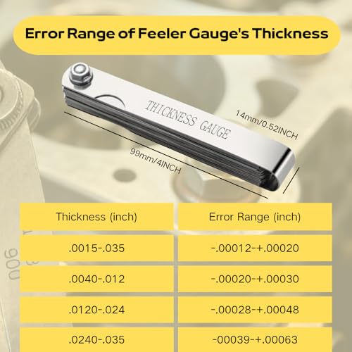 Ceinueia 2PC Feeler Gauge Set – Straight & Angled Stainless Steel Gap Tool for Valve, Spark Plug, Automotive, Piston, Guitar – Inch & Metric