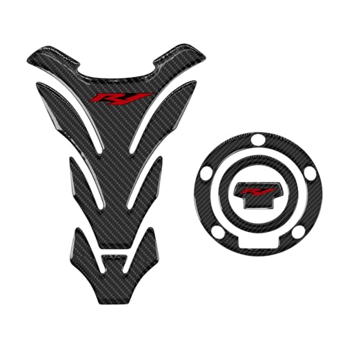 3D Motorcycle Tank Pad Gas Tank Protector Compatible with Yamaha YZF-R1 R1 Anti Slip Tank Pad Stickers Gas Oil Fuel Tank Pad Protectors,red - size: R1-2