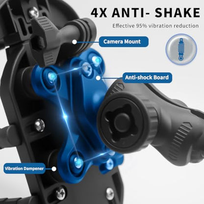 Motorcycle Phone Mount Holder - Sun Proof&Rain Proof&Vibration Proof&Anti Theft Phone Metal Stand is Suitable for Installing 4.7-7 Inch Phones On Motorcycles Bike Scooters and ATV Stands