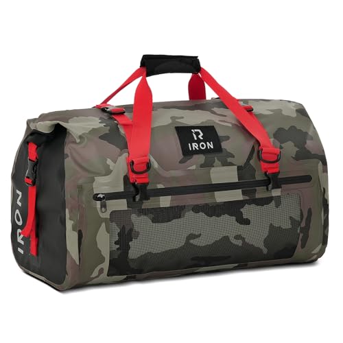BORLENI Waterproof Motorcycle Dry Duffel Bag Luggage Tail Bag with Large Storage Space,Roll Top Closure, Shoulder Straps, Inner Pocket and Mesh Pocket for Motorcycling Travel Camping(Camouflage,30L) - color: Camouflage, size: 30L