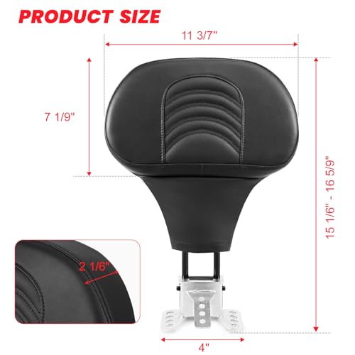 1997-2025 Adjustable Rider Driver Backrest compatible with Harley Davidson Touring Street Glide Road Glide Road KING Electra Ultra Limited W/Mounting Bracket - size: Driver Backrest 2