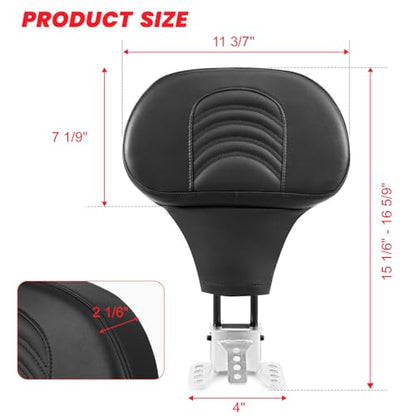 1997-2025 Adjustable Rider Driver Backrest compatible with Harley Davidson Touring Street Glide Road Glide Road KING Electra Ultra Limited W/Mounting Bracket - size: Driver Backrest 2