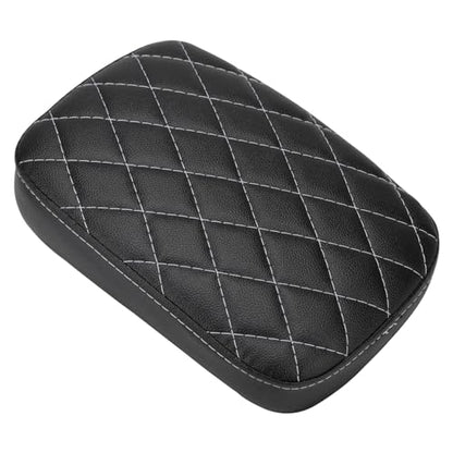 Motorcycle Rectangular Passenger Pad Seat Rear Leather Pillion Cushion 8 Suction Cup Compatible with Harley Dyna Sportster XL 883 1200 Chopper Custom - style: 8 Suction Cup-Black Rhombus White Stripe
