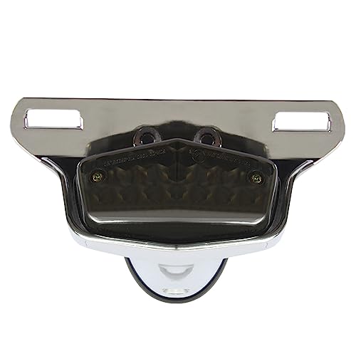 Motorcycle Rear Light with License Plate Bracket, Motorcycle Brake Running Red LED Tail Lights, Fit for Motorcycles All-Terrain, Off-Road Vehicles, Cruisers - Chrome Housing Smoke Lens - color: Chrome Housing Smoke Lens