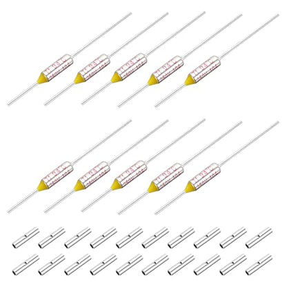 MECCANIXITY 10 Pcs Metal Temperature Thermal Fuse SF94 94C 201.2F 10A 250V Cutoff Thermal Fuse with 20 Pcs BN1.25 Bare Terminal Butt Connector - style: SF94