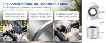 2 Pack Universal Aluminum Bike Phone Mount Anti-Shake Motorcycle Cell Holder for Phones CNC Metal Handlebar Bracket for Road & Mountain Bikes-Silver - color: Silver