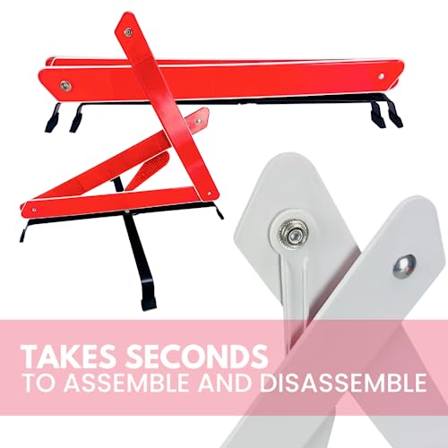 3 Piece Reflective Road Safety Triangle with Warning Exclamation Point | High Visibility and Durable Construction || Foldable and Comes with Case - color: Red - 3 Piece