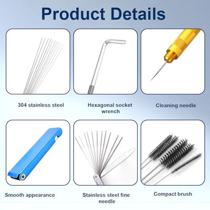 5 Pack Throttle Body Cleaner Kit, Torch Tip Dirt Removal Set for Jets Nozzles Orifices, Throttle Body Tools for Chainsaw Motorcycle ATV Carb Welding Stove Shower Head Maintenance - style: 46 Needles & 10 Brushes & Wrenchs & 2 Picks