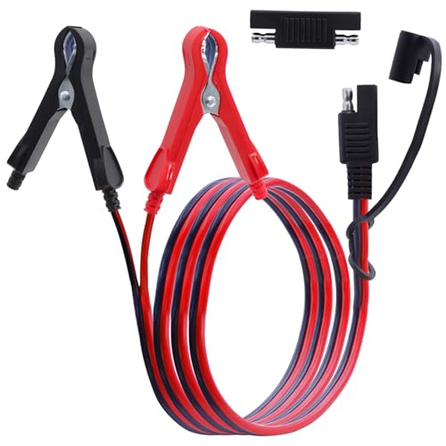 ‎LANMINGLEL SAE to Battery Alligator Clip,14AWG 12V 24V Battery Crocodile Clip to SAE Connector Extension Cable with Polarity Reverse Adapter for Motorcycles,Car,Solar Power Charging (1M) B - size: 1M, style: SAE to Battery Alligator Clip B