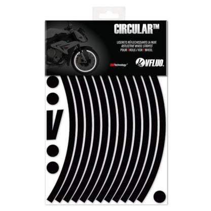 VFLUO - Motorcycle Reflective Wheel Stripes kit, 1 Wheel Rim Stickers Pack, 3M Technology™ - High lateral Visibility, Discreet and Design, Easy Installation