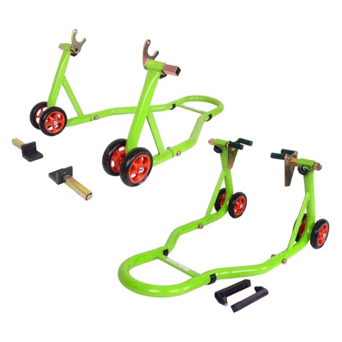 MOTO4U Motorcycle Stands Front and Rear, Front Rear Combo Stand Universal Wheel Lift Stand Swingarm Spool Lift Stand Paddock Stand Green - size: Front & Rear Stand Green