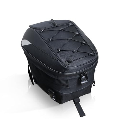 MZS Motorcycle Tail Bag, 38L Expandable Dual Use Helmet Bag Luggage Storage Backpack with Waterproof Rain Cover - Multifunctional Motorbike Rear Seat Bag Accessories - size: 38L