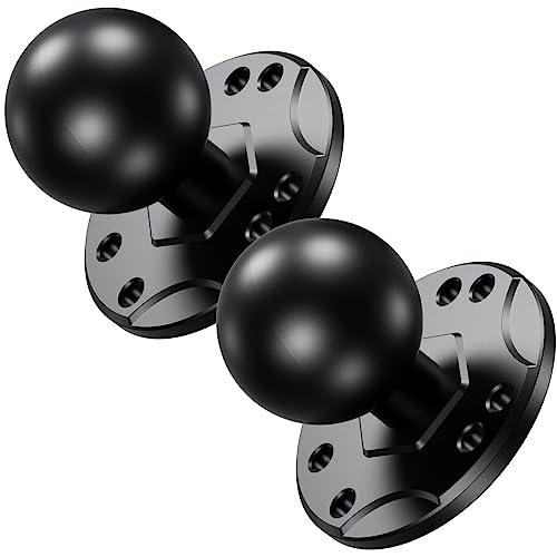 BRCOVAN 2 PCS, 1.5'' Ball Mount with Aluminum Alloy AMPS Hole Round Plate | Compatible with RAM Mounts C Size 1.5 Inches Ball Double Socket Arm