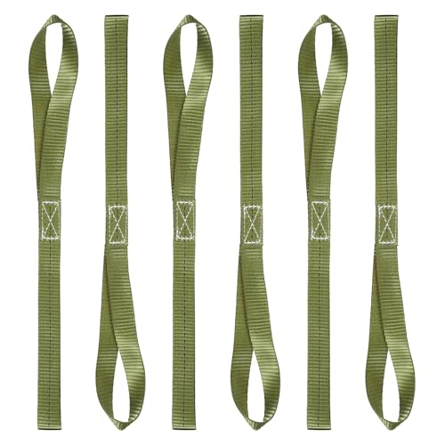 PATIKIL 1" x 17.7" Soft Loop Tie Down Straps, 6Pcs Heavy Duty Motorcycle Handlebar Strap Fastening Tie Down Loops for Securing ATV UTV Truck Scooters Lawn Garden Equipment, Olive - color: Olive, size: 1" x 17.7"