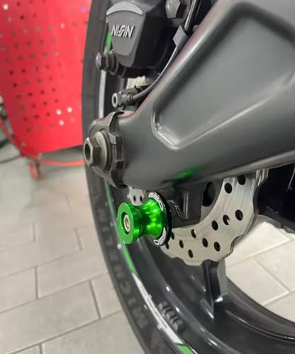 Motorcycle Swing Arm Spools M8 Paddock Slider Stand Bobbins For Z650 RS EX650 Ninja 650KRT 650R Vulcan S 650 VN650 Versys650cc KLE650 2026 2025 2024 Swingarm Spool Accessories (Green) - color: Green