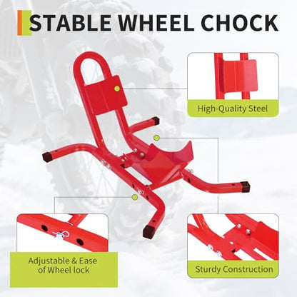 1800 Lb Capacity Heavy Duty Motorcycle Wheel Chock – Dirt Bike Wheel Chocks Adjustable 16"-21" Tire Fit for Cruisers, Dirt Bikes & ATVs, Rust-Resistant Steel Trailer & Garage Mount,Red - color: Red