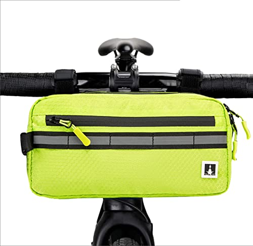 ROYALFAIR Waterproof Bike Handlebar Bag with Reflective Strips & Shoulder Strap, Bicycle Front Frame Storage Pouch for Mountain Road Cycling Commuting (Neo Green) - color: Neo Green