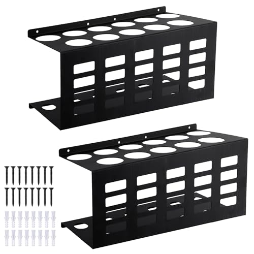 Penitue 2pcs Wall Mount Caulk Tube Holder, Durable Carbon Steel Sealant Storage Rack with Holds 11 Tubes for Workshop Shop Garage (Black)