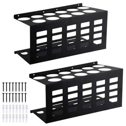 Penitue 2pcs Wall Mount Caulk Tube Holder, Durable Carbon Steel Sealant Storage Rack with Holds 11 Tubes for Workshop Shop Garage (Black)