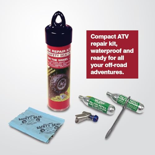 Martins Industries Safety Seal ATV Tire Repair Kit – Ready-to-Use Tubeless Tire Plug Kit with CO₂ Inflator, 6 Self-Vulcanizing 4" Repairs – for ATV, UTV, Quad & Motorcycle Tires