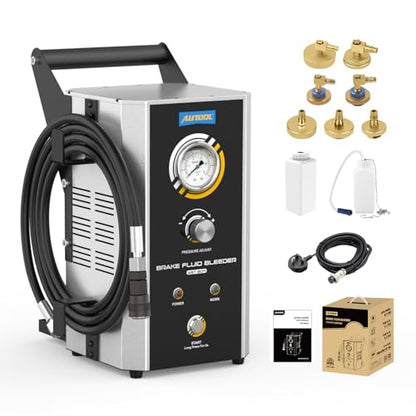 AUTOOL Brake Bleeder Kit Automotive, Brake Fluid Bleeder Kit, Vacuum Brake Pressure Exchange Machine 0.7-3.0bar, Automatic Pulsating Power Brake Bleeder One Person 7 Adapters