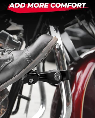 KEMIMOTO Motorcycle Black Highway Pegs, Adjustable Foot Peg Compatible with Touring Road Glide Street Electra Glide Road King with 1.25 Engine Guard
