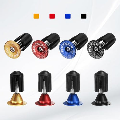 HARFINGTON 2Pair Bike Handlebar End Plugs Aluminum Bar End Caps 16-21mm Adjustment Expanding Locking with Tool for MTB Road BMX Fixed Gear Bike, Blue Black - color: Blue Black