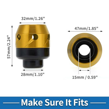 Motorcycle Front Fork Frame Sliders Falling Protection Wheel Crash Protector Scooter Moped Aluminum Alloy Gold Tone 2 Pcs - color: Gold Tone
