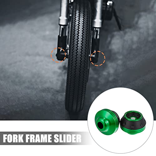 X AUTOHAUX Pair Motorcycle Wheel Front Fork Frame Sliders Falling Protector Green Universal - color: Green