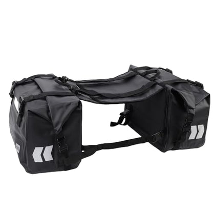 RiToEasysports Motorcycle Saddlebags PVC Motorcycle Luggage Bag 30L X 2 Detachable Roll Top Frame Mount Side Bags for Universal Motorcycles Commuting Touring Storage