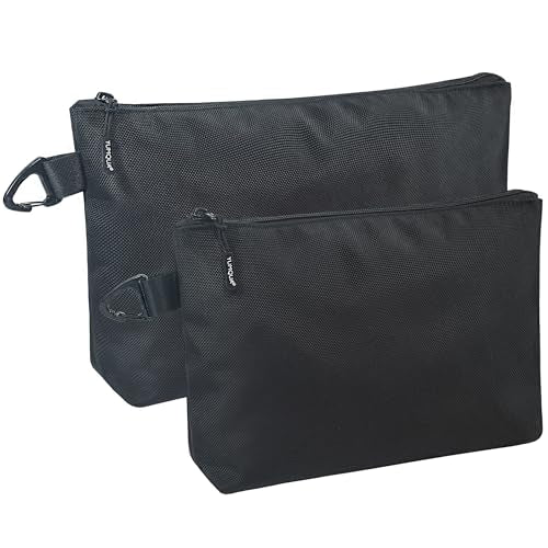 Small Tool Pouch - Compact Zipper Tool Pouches Bag - Heavy Duty 1680D Oxford Utility Bags Durable Small Pouch Organize Tools Clip on Belt or Backpack for Men Women - Electrician, Carpenter, DIY - size: 2Pack