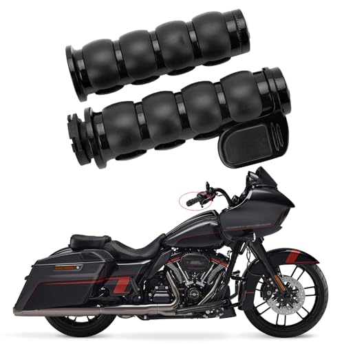 DREAMIZER 25.4MM Motorcycle Handlebar Grips 1 inch Compatible with Honda Shadow Spirit 750 Valkyrie Fury VTX1300 VTX1800 VT400 VT750 VT1100 - Smooth - style: Flat-black With Big Throttle