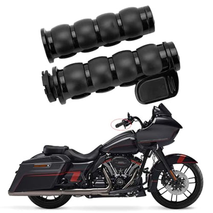 DREAMIZER 25.4MM Motorcycle Handlebar Grips 1 inch Compatible with Honda Shadow Spirit 750 Valkyrie Fury VTX1300 VTX1800 VT400 VT750 VT1100 - Smooth - style: Flat-black With Big Throttle