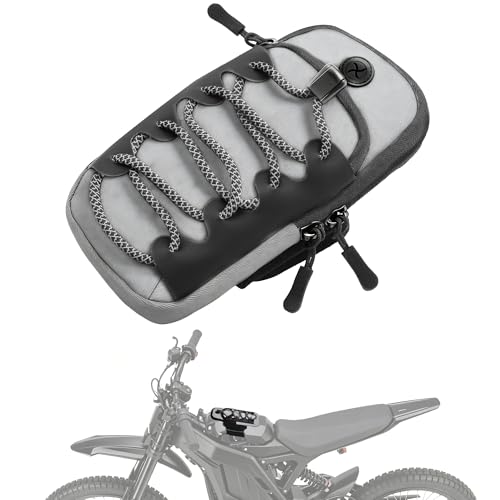 Electric Dirt Bike Frame Bag, Waterproof Storage Pouch for Surron Talaria E Ride Pro, Motorcycle Front Battery Cover Bag for Daily Necessities, Phone Key Tool Organizer(Grey) - color: Grey