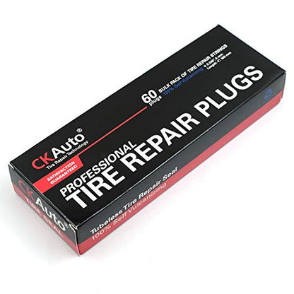 CKAuto 60pcs 4" Black Tire Repair Strings, Automotive Tool Tire Repair Plugs for Tubeless Off-Road Tires Car, Bike, ATV, UTV, Wheelbarrow, Mower - color: Black, size: 4" x φ0.236" 60pcs