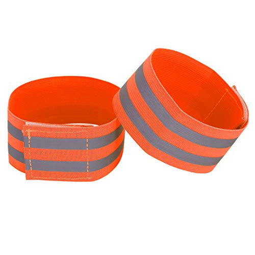X AUTOHAUX 8pcs Reflective Bands for Arm High Visibility Night Cycling Riding Reflector Tape Straps Bracelet - color: Orange