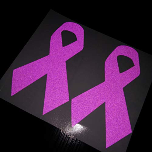 CUSHYSTORE Pancreatic Stomach Ribbon Cancer Awareness Leiomyosarcoma Testicuclar Cystic Fibrosis Support Caregiver's Month Reflective Decal Sticker for Helmet Car Laptop 3x5 cm (Purple), 6 Pack - color: Purple