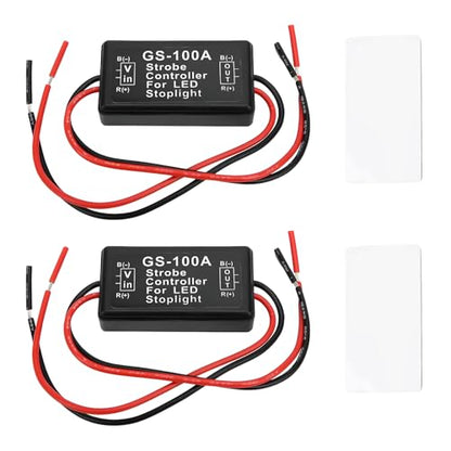 2 PCS Flash Strobe Controller, 12V-24V GS-100A LED Flasher Brake Light Strobe Module, Universal Flashing Module Controller for Motorcycles Cars Trucks Tail Stop Lamp