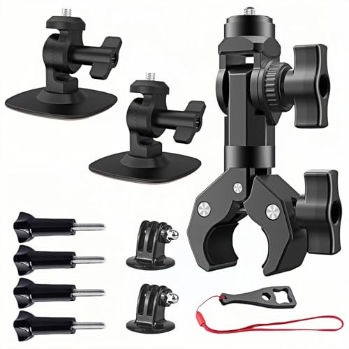 Insta 360 Motorcycle Bundle Accessory, Universal Powerful Clamp and Flexible Adhesive Mount for Cameras Compatible with Insta360 X5 X4 X3 X2, Go pro 13 and DJI OSMO Action 6 5 Pro Nano Camera