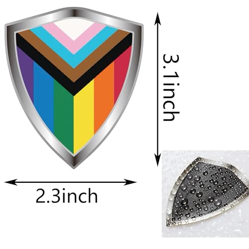 Progress Pride Rainbow Flag Decal Sticker - Gay LGBTQ Flags Shield Shape Reflective Vinyl Car Stickers - for Car Window Bumper Laptop Waterproof Sticker (5Pcs) - color: Progress Pride