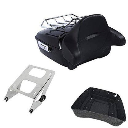 TCMT King Motorcycle Trunk Box Backrest 2 Up Mounting Rack Luggage Rack Fit for Harley 2014-2025 Touring CVO Road King Road Glide Street Glide Electra Glide Pack - color: Style B Chrome 2 Up Rack#1