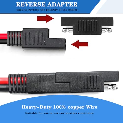 25FT SAE Extension Cable, SAE Connector with Dust Cover, Solar Wiring Adapters for Automotive RV Motorcycle Solar Panel Battery Charging.(16AWG) ﻿