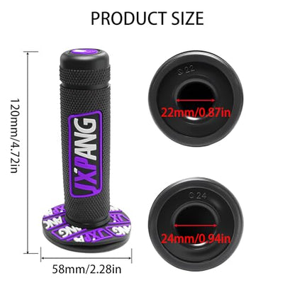 7/8" Motorctcle Handlebar Grips, Non Slip Dirt Bike Hand Handlebar Glue Left & 22mm Right & 24mm Universal for Motercross Most Pit Bike ATV UTVKLX KX EXC XC SX CRF CR YZ WR - color: Style-A-Purple