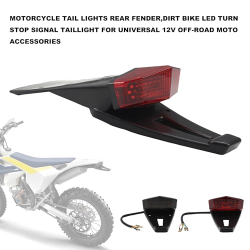 Motorcycle Tail Lights Rear Fender,Dirt Bike LED Turn Stop Signal Taillight For Universal 12V Off-road Moto Accessories(Red) - color: Red
