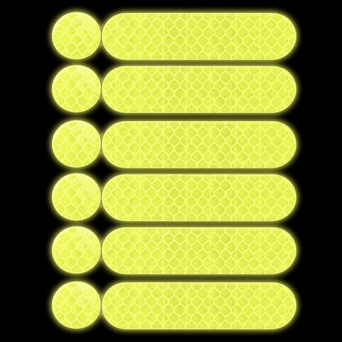 12PCS Reflective Helmet Tape, Yellow Reflective Motorcycle Helmet Decals Night Visibility Reflectiv Safety Decals Motorcycle Helmets Stickers for Motorcycles Scooters Bike Helmets
